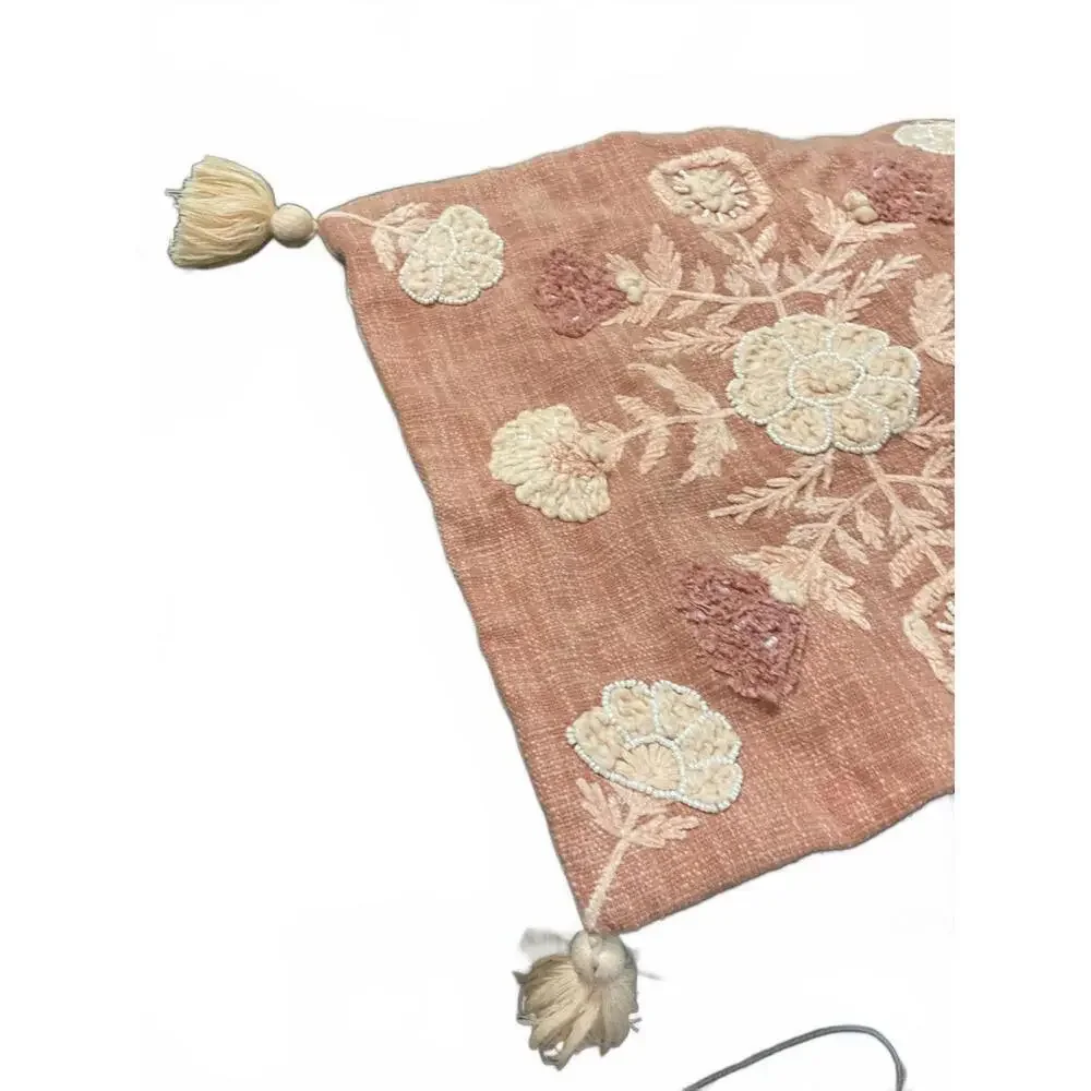 Moss and Willow Embroidered Decorative Cushion Cover with Tassels